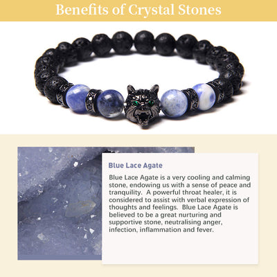 Olivenorma Blue Lace Agate Wolf Bracelet