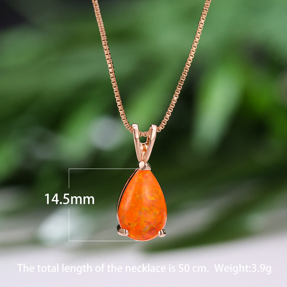 Olivenorma Synthetic Opal Water Drop Pendant Simple Necklace