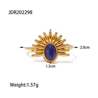 Olivenorma Lapis Lazuli 18k Gold Plated Stainless Steel Ring