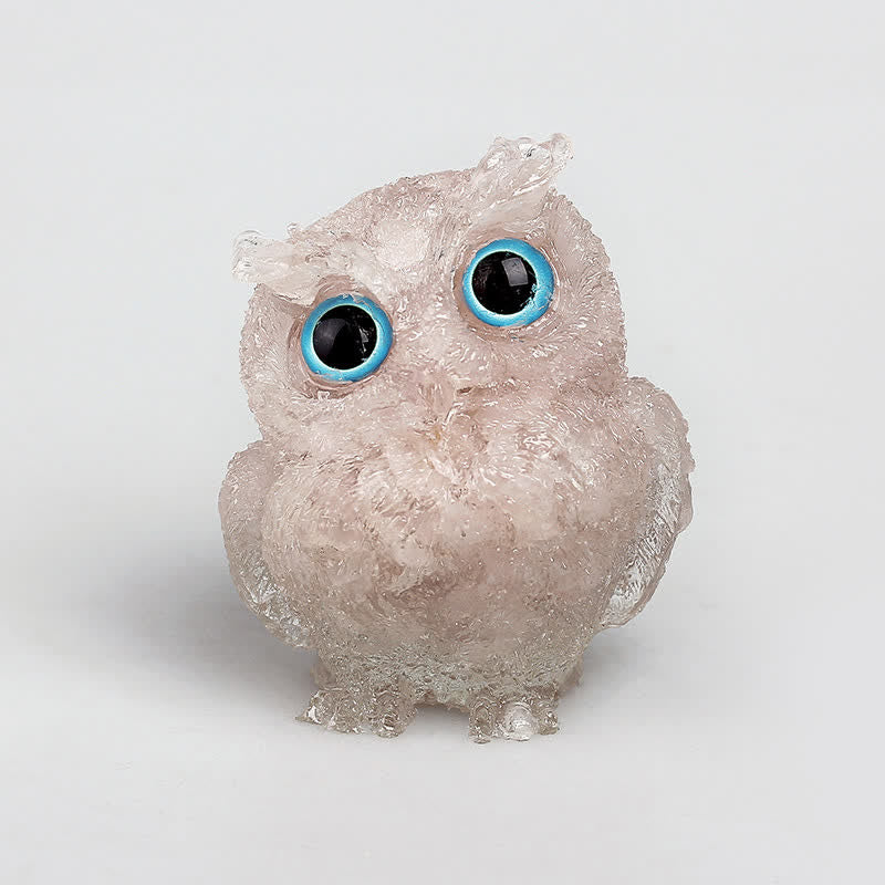 Olivenorma Natural Crystal Owl Gemstone Decoration - Rose Quartz - 2.28''(L) * 1.89''(W) * 1.53''(H) - image 16