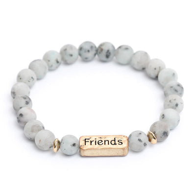 Olivenorma Natural Gemstone Friends Engraving Bracelet