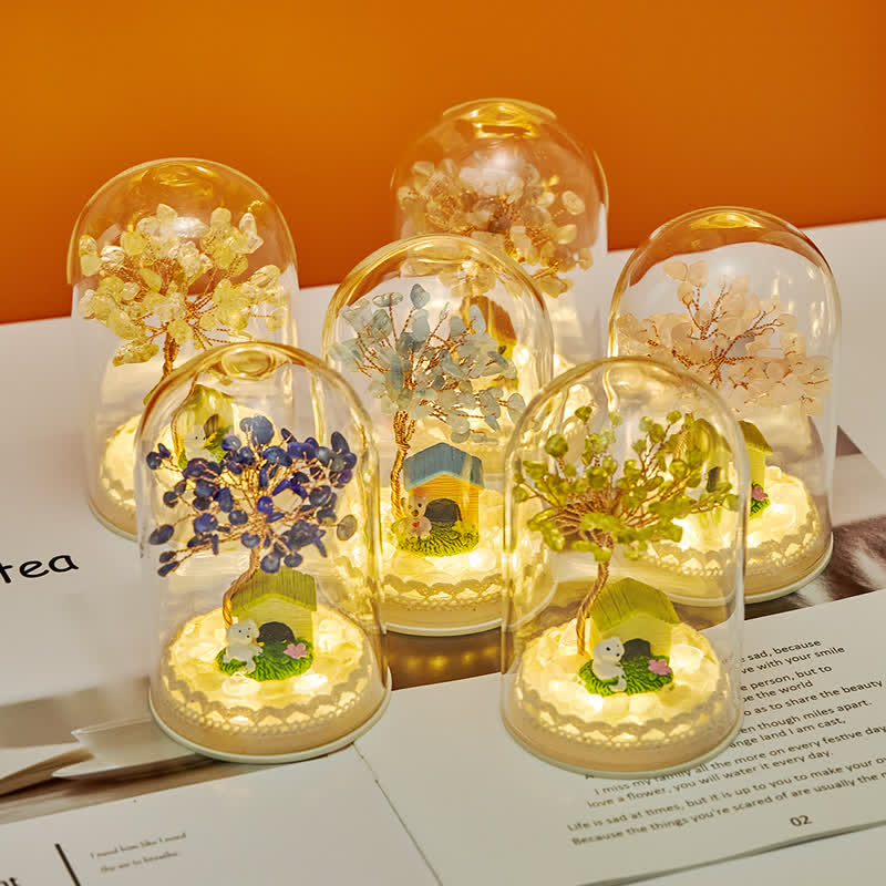 Olivenorma Natural Crystal Glass Cover Feng Shui Tree Decoration