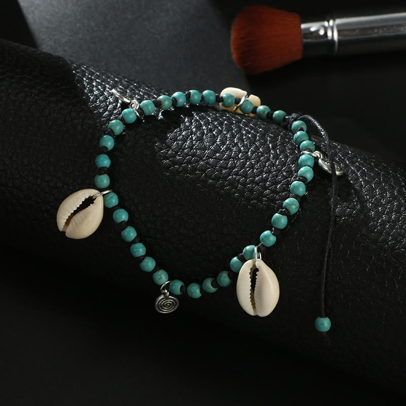 Olivenorma Natural Turquoise Beaded Shell Pendant Bracelet Anklet