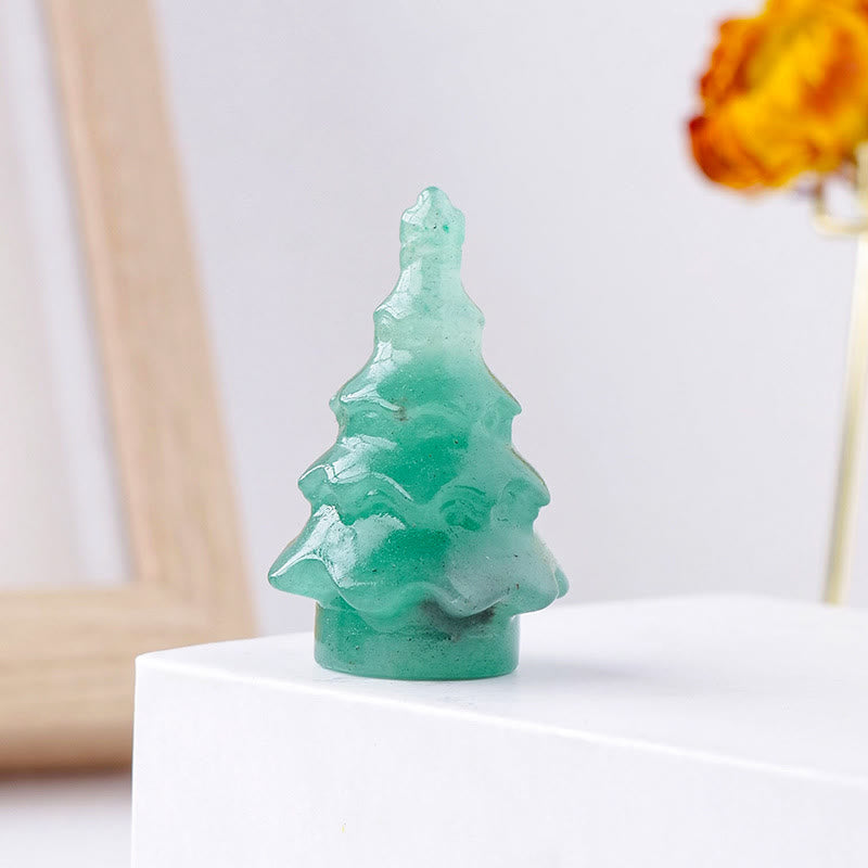 Olivenorma 1pc Natural Crystal Christmas Pine Carving Gemstone Decoration