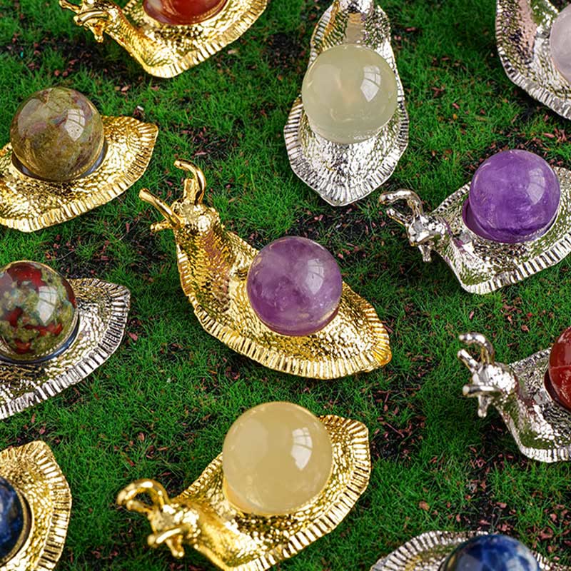 Olivenorma Natural Crystal Ball Holder Small Snail Gemstone Decoration - image 30