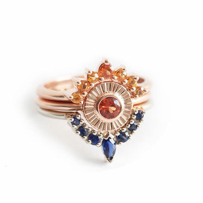 Olivenorma Zircon Sunset Ring Three-Piece Set