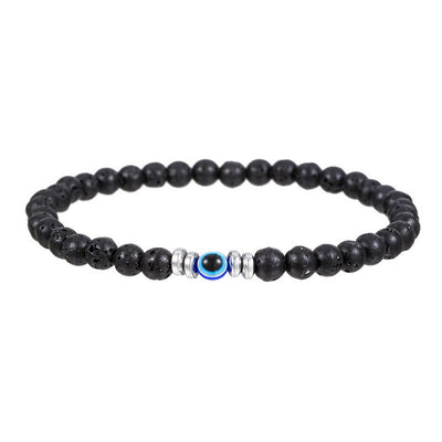 Olivenorma Mens 4mm Natural Stone Evil Eye Beads Bracelet