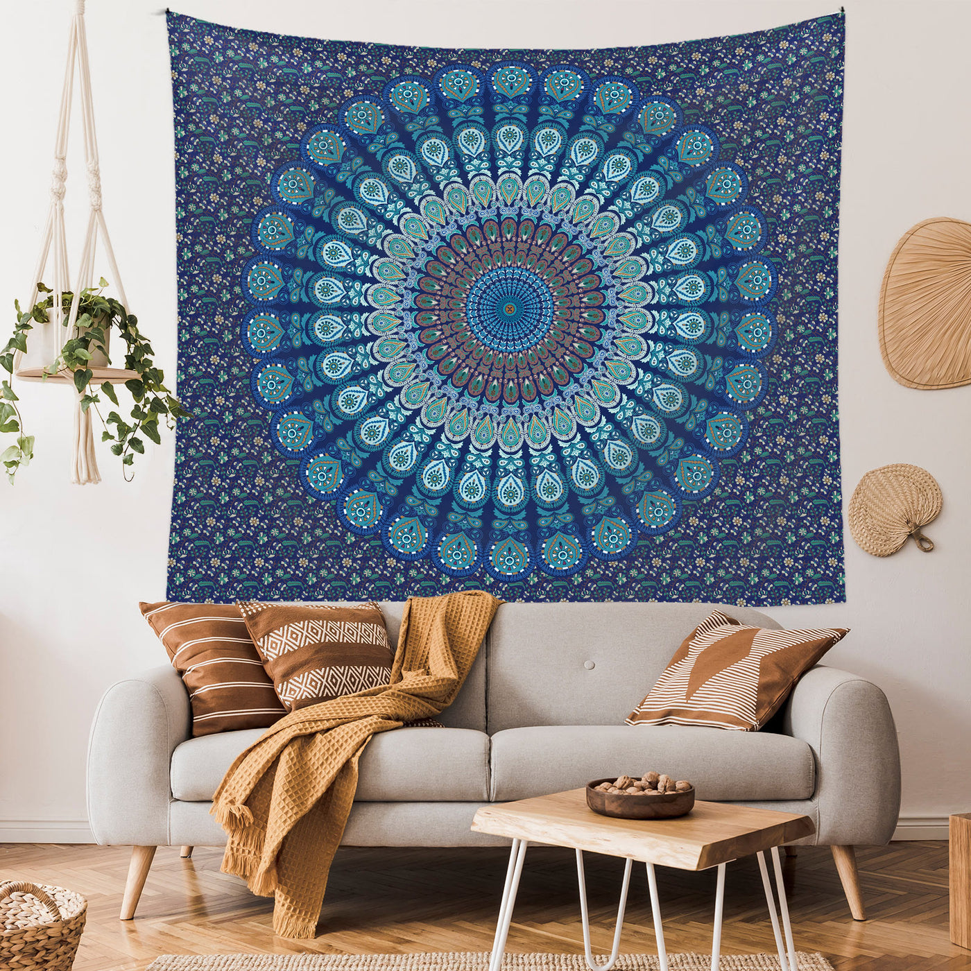 Olivenorma Mandala Peacock Pattern Tapestry