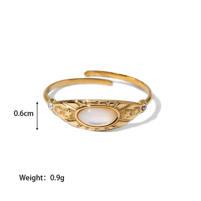 Olivenorma French Vintage Natural Stone Open Ring Set