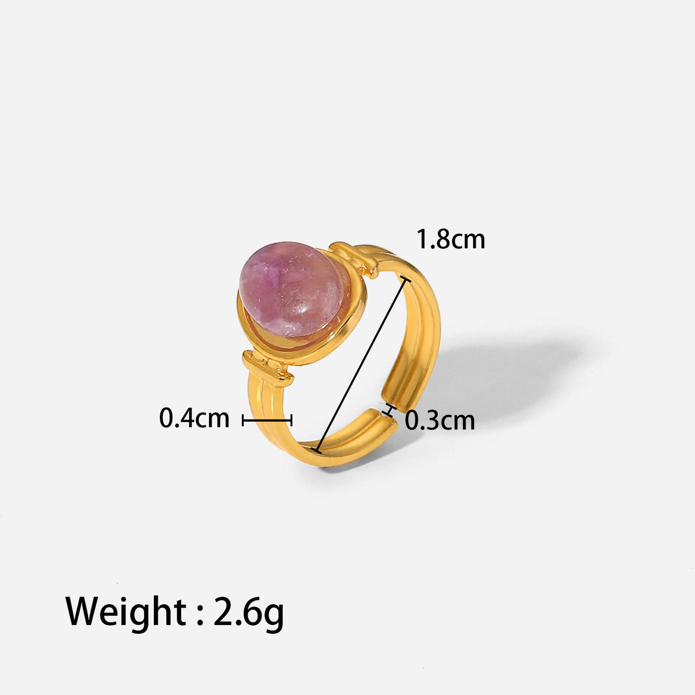 Olivenorma French Vintage Natural Stone Open Ring Set