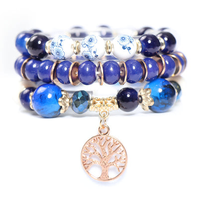 Olivenorma Boho Handmade Tree Of Life Crystal Bracelet Set