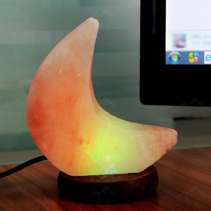 Olivenorma Crescent Moon Shape Himalayan Pink Salt Lamp