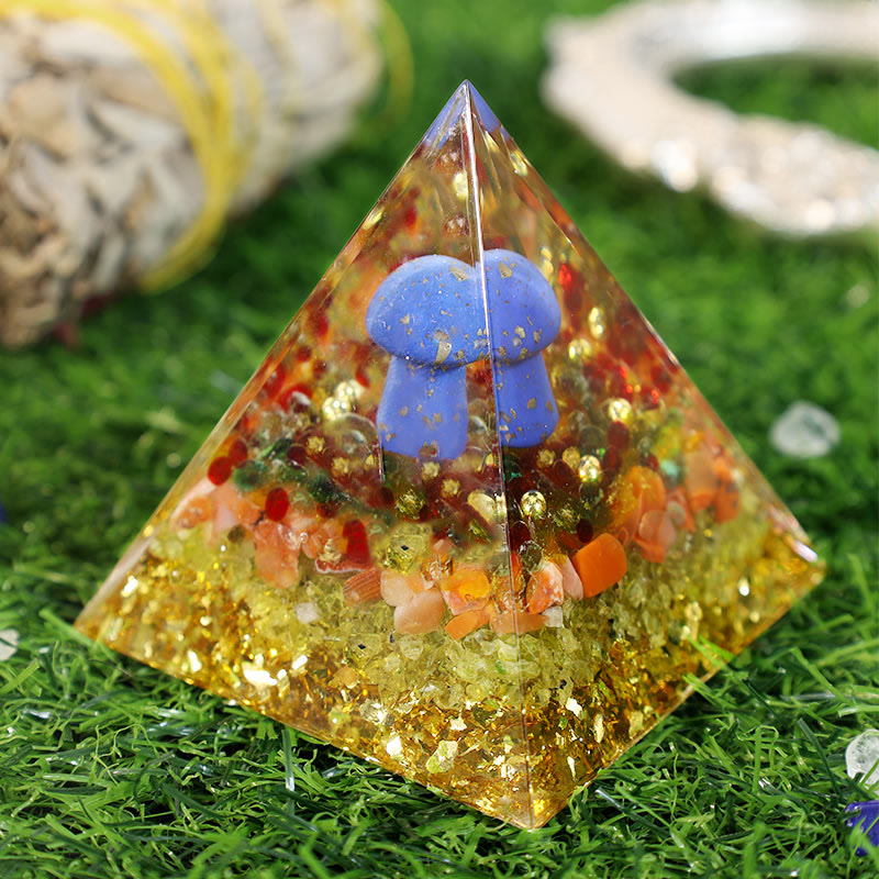 Carnelian Lapis Lazuli Mmushroom Orgone Pyramid