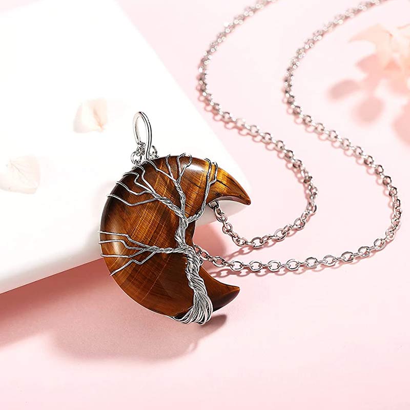 Olivenorma Natural Crystal Moon Necklace