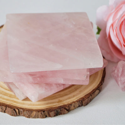 Olivenorma Rose Quartz Coaster Gemstone Decoration