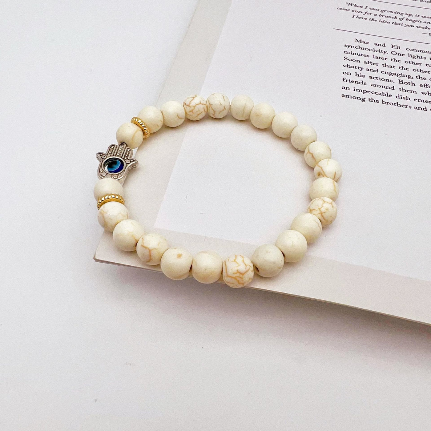 Olivenorma Natural Stone Beaded Evil Eye Stretch Bracelet