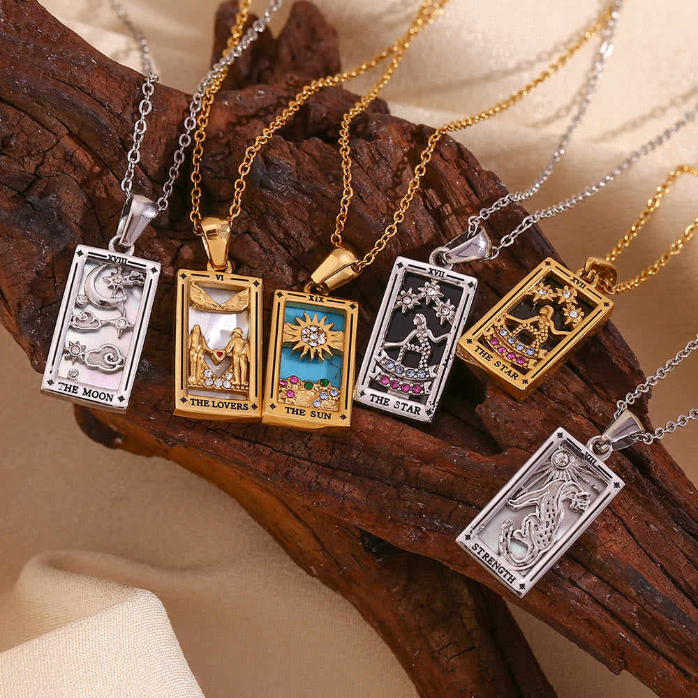 Olivenorma Stainless Steel 18k Gold Plated Tarot Card Necklace