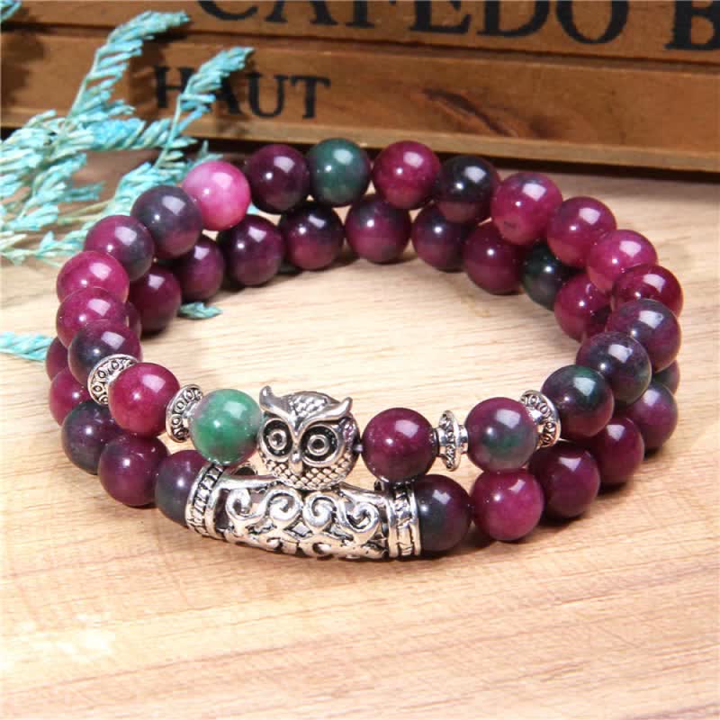 Olivenorma Owl Natural Crystal Beads Bracelet