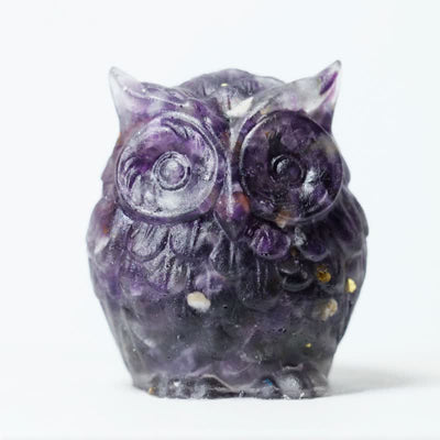 Olivenorma Natural Crystal Cute Owl Gemstone Decoration