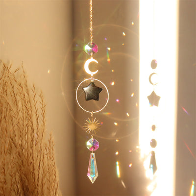 Olivenorma Crystal Suncatcher Star Moon Pendant Wind Chime