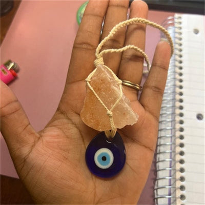 Olivenorma Rose Quartz Original Stone Evil Eye Car Ornament