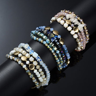 Olivenorma Colorful Natural Crystal Winding Multilayer Adjustable Bracelet