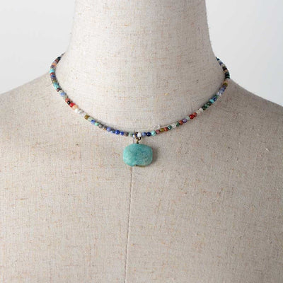 Olivenorma Geometric Amazonite Pendant Choker Mala Jewelry Necklace