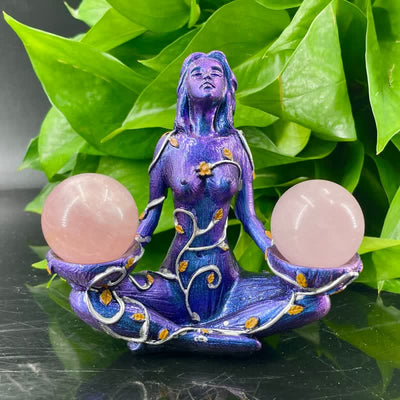 Resin Earth Goddess Crystal Sphere Stand Decoration