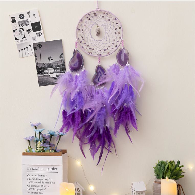 Olivenorma Amethyst Purple Agate Braided Flower Dream Catcher