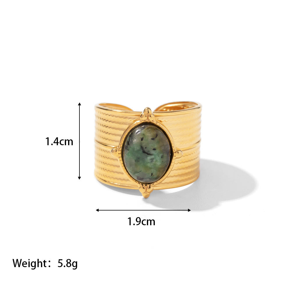 Olivenorma French Vintage Natural Stone Open Ring Set