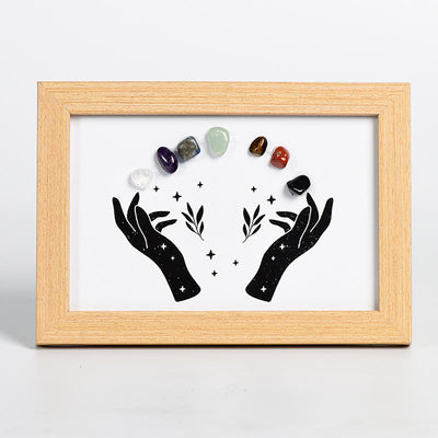 Olivenorma Hands Chakra Stone Crystal Wooden Photo Frame Decoration