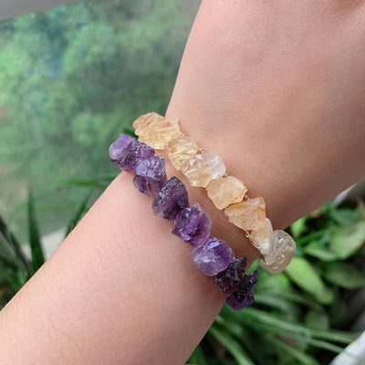 Olivenorma Natural Crystal Gravel Beads Wire Wound Bracelet