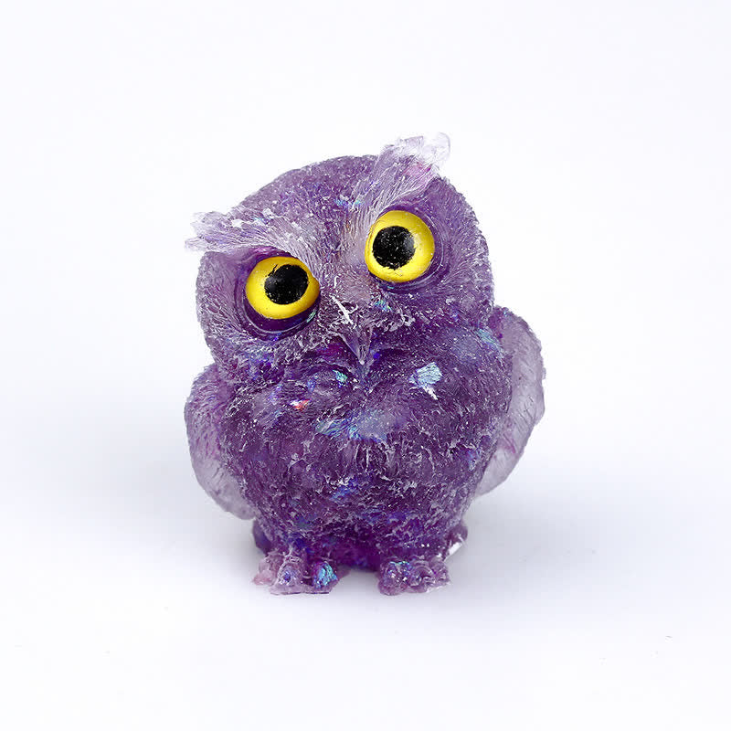 Olivenorma Natural Crystal Owl Gemstone Decoration - Amethyst+Sequins - 2.28''(L) * 1.89''(W) * 1.53''(H) - image 46