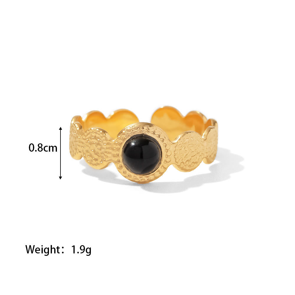 Olivenorma French Vintage Natural Stone Open Ring Set