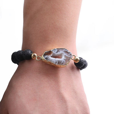 Olivenorma Natural Lava Stone Agate Beads Geode Bracelet