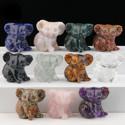 Olivenorma 1.2 Inches Carved Cute Koala Figurine Gemstone Decoration