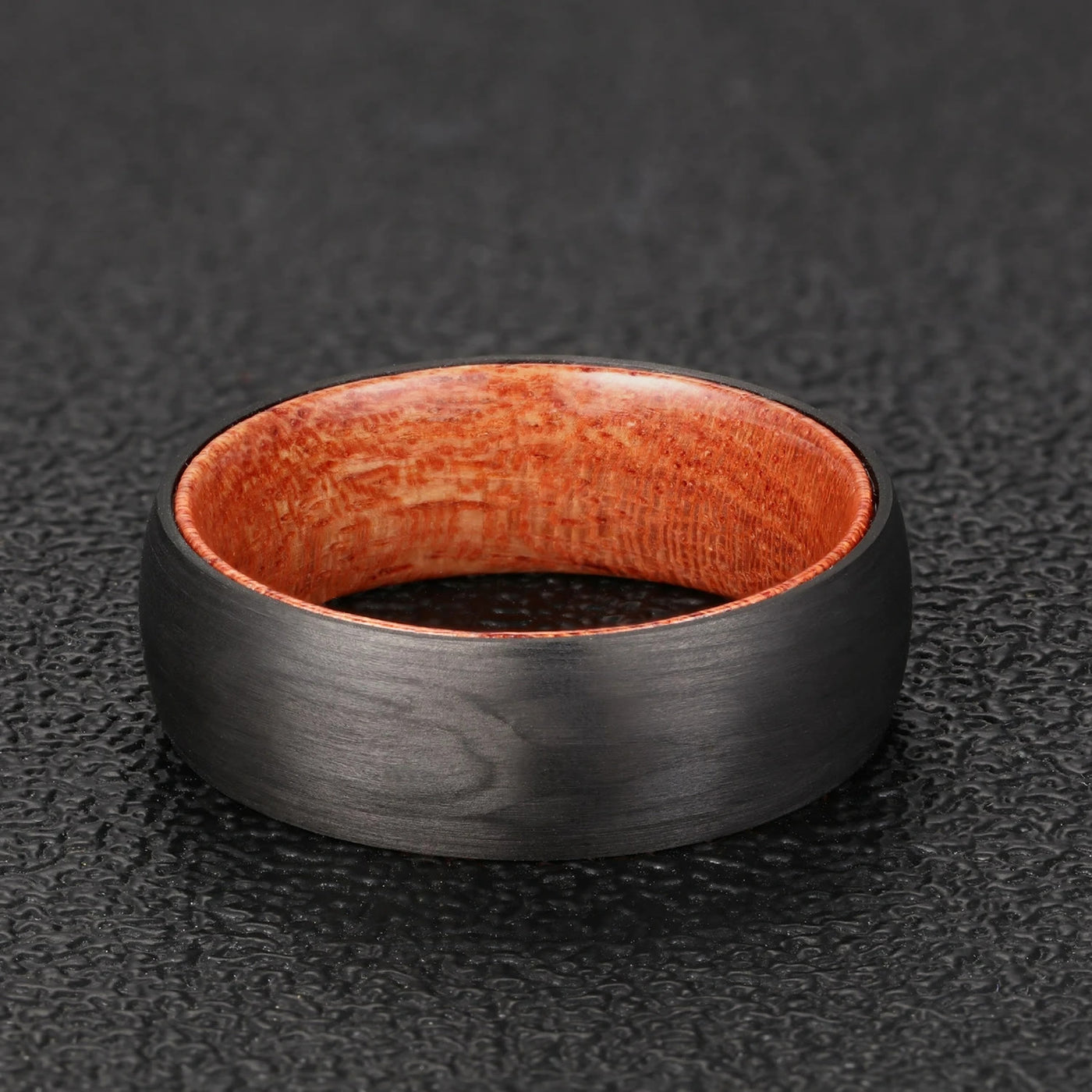 Olivenorma 8mm Black Tungsten Carbide Whiskey Barrel Wood Ring