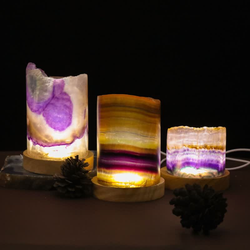 Olivenorma Natural Fluorite Cylinder Crystal Lamp