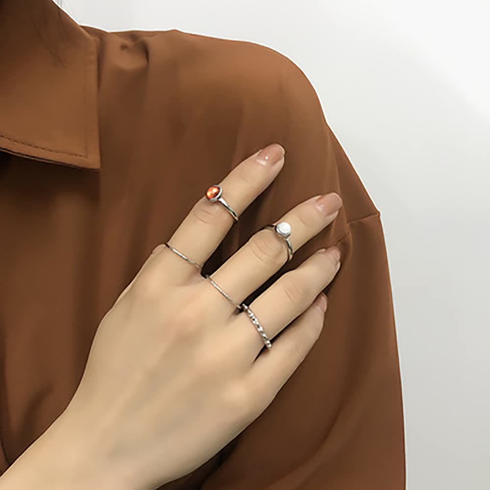 Olivenorma 8pcs Knuckle Stackable Midi Finger Ring Set