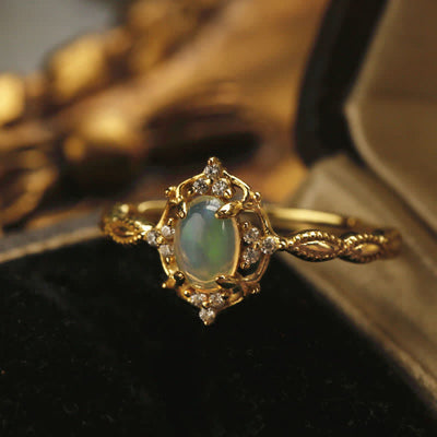 Olivenorma Light Luxury Opal Adjustable Ring