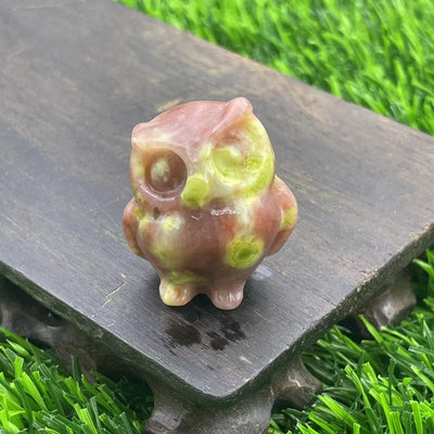 Olivenorma 3.5cm Natural Crystal Owl Ornament Gemstone Decoration - Peach Blossom Jade - image 51