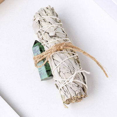 Olivenorma White Sage Hexagonal Prism Crystal Aromatherapy Gemstone Decoration