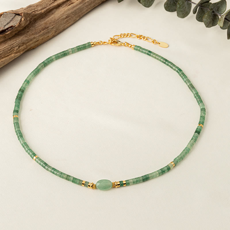 Olivenorma Natural Stone Green Aventurine Handmade Beaded Necklace