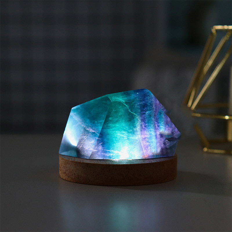 Olivenorma Fluorite Irregular Crystal Lamp Decoration