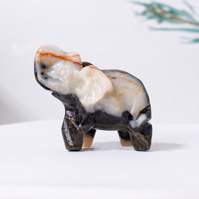Olivenorma Natural Crystal Elephant Carving Ornament Gemstone Decoration - Zebra Stone - image 41