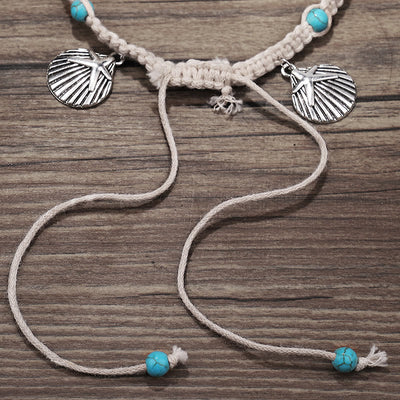 Olivenorma Turquoise Starfish Wave Charm Bracelet Anklet