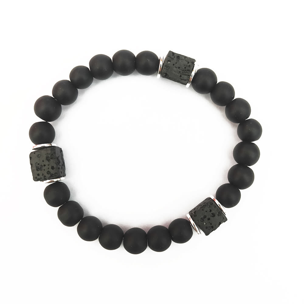 Olivenorma Matte Black Onyx with Cube Lava Balance Bracelet