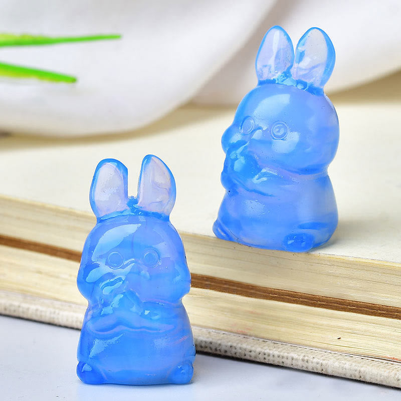 Olivenorma Natural Crystal Carrot Rabbit Carving Gemstone Decoration - Blue Opalite - image 4