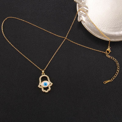 Olivenorma "Good Fortune" Hamsa With Evil Eye Necklace