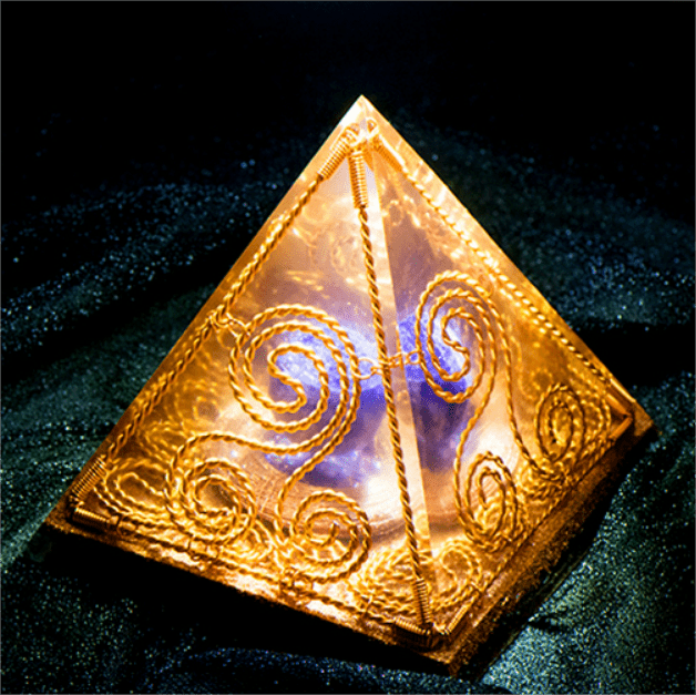 Olivenorma Triple Helix Cube - Ancient Egyptian Totem Amethyst Orgone Pyramid